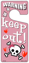 Keep Out Pink Novelty Metal Door Hanger DH-042