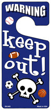 Keep Out Blue Novelty Metal Door Hanger DH-043