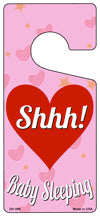 Shhh Baby Sleeping Pink Novelty Metal Door Hanger DH-099