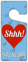 Shhh Baby Sleeping Blue Novelty Metal Door Hanger DH-100