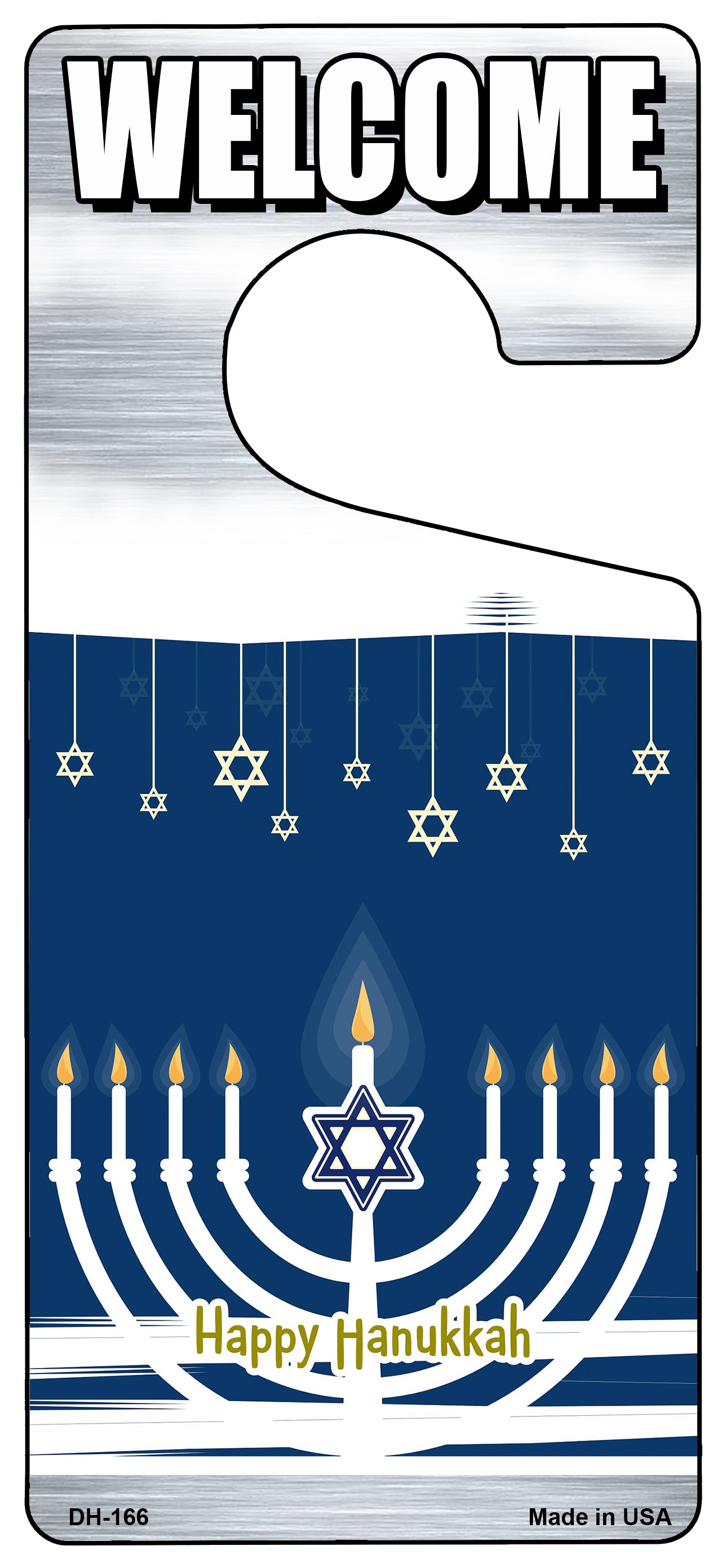 Happy Hanukkah Menorah Novelty Metal Door Hanger DH-166