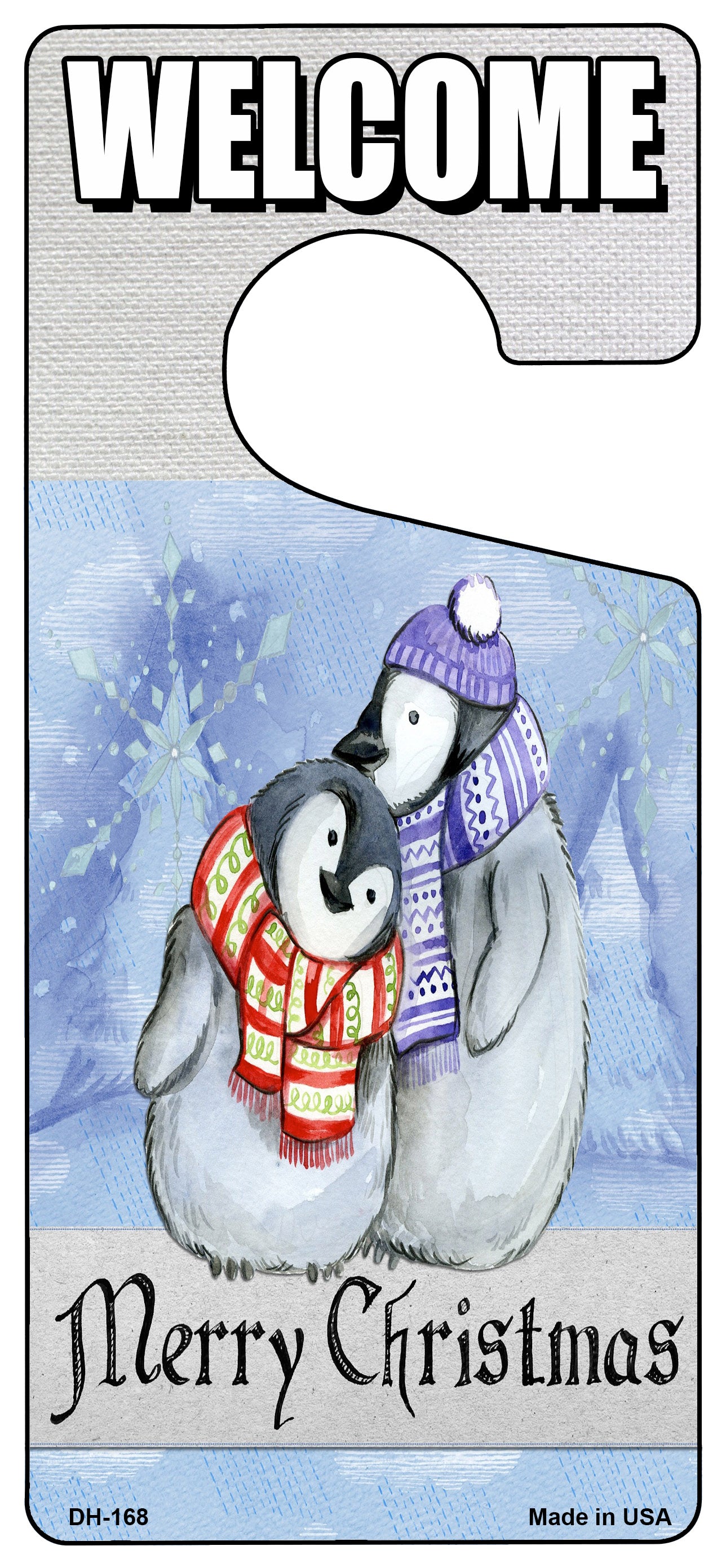 Merry Christmas Penguin Novelty Metal Door Hanger