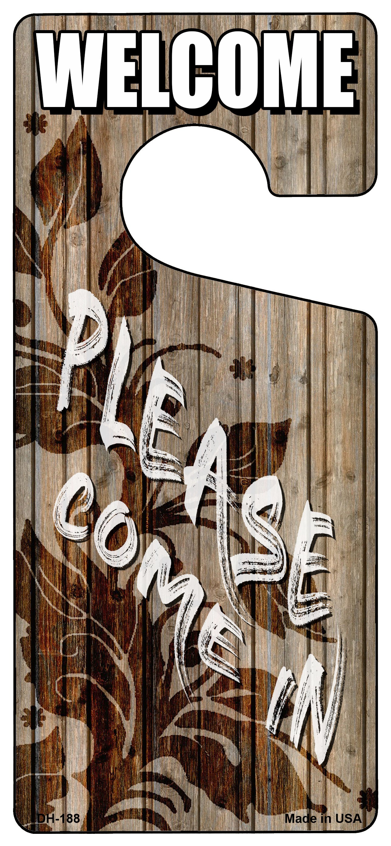 Please Come In Brown Novelty Metal Door Hanger DH-188