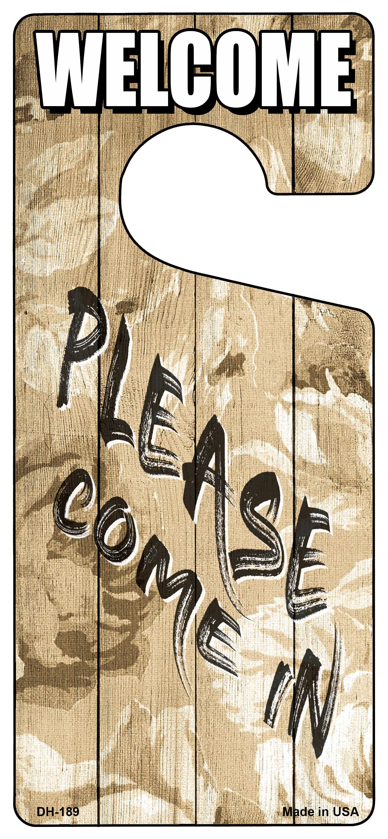 Please Come In Tan Novelty Metal Door Hanger DH-189