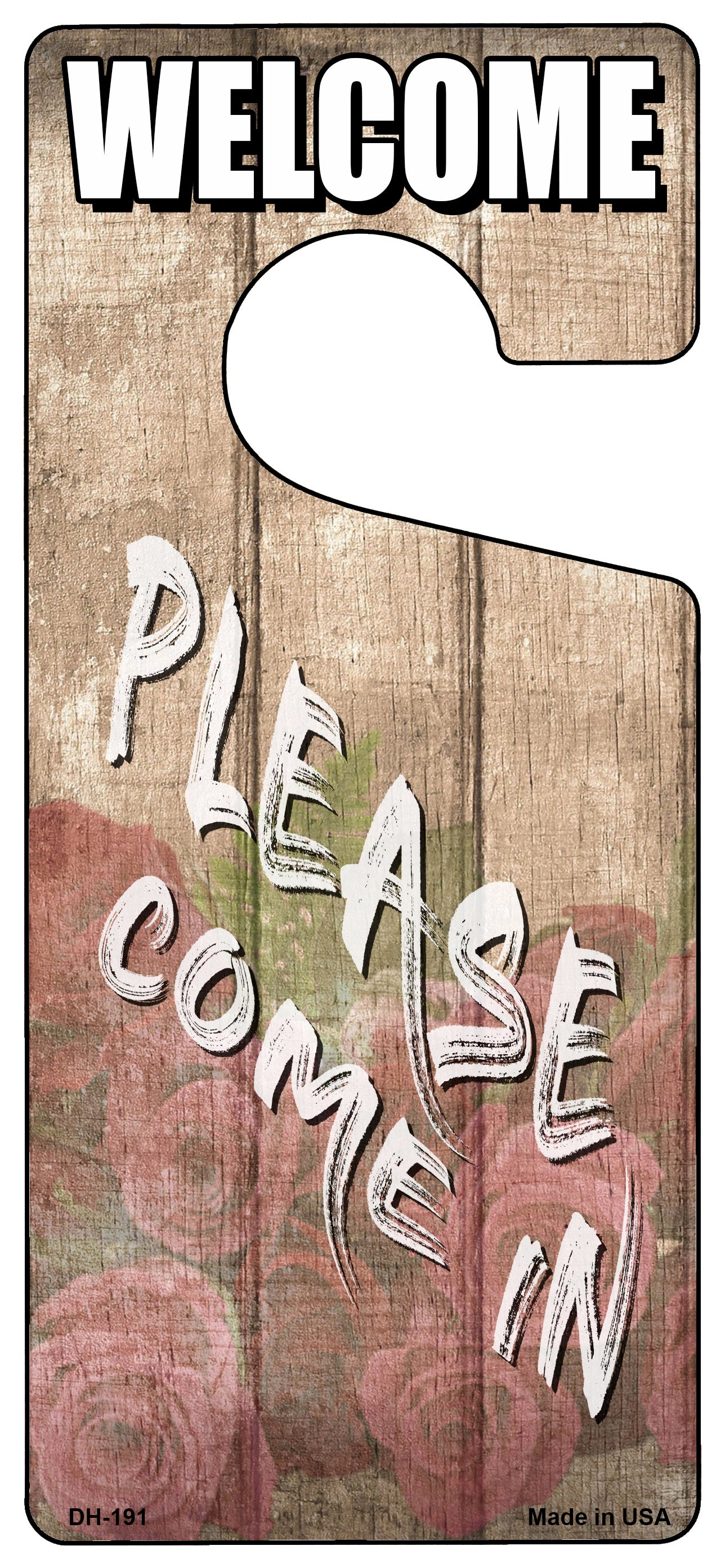 Please Come In Pink Flowers Novelty Metal Door Hanger DH-190