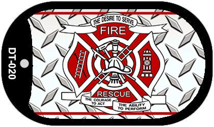Fire Rescue Diamond Novelty Dog Tag Necklace DT-020