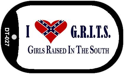 I Love GRITS Metal Novelty Dog Tag Necklace DT-027