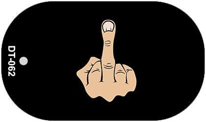 Middle Finger Novelty Metal Dog Tag Necklace DT-062
