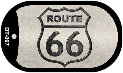 RT 66 Shield White Novelty Metal Dog Tag Necklace DT-097