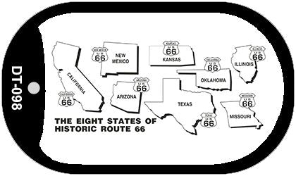 RT 66 Historic Eight Novelty Metal Dog Tag Necklace DT-098