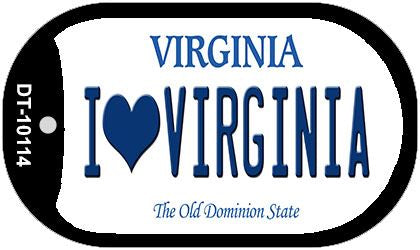 I Love Virginia Novelty Metal Dog Tag Necklace DT-10114