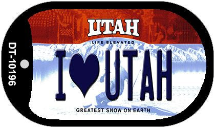 I Love Utah Novelty Metal Dog Tag Necklace DT-10196