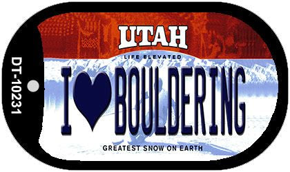 I Love Bouldering Utah Novelty Metal Dog Tag Necklace DT-10231