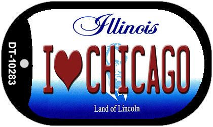 I Love Chicago Illinois Novelty Metal Dog Tag Necklace DT-10283