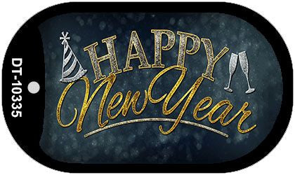 Happy New Year Novelty Metal Dog Tag Necklace DT-10335