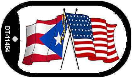 Puerto Rico / USA Flag Novelty Metal Dog Tag Necklace DT-11454