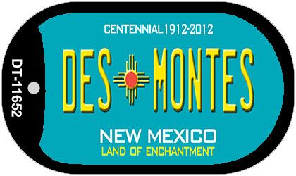 Des Montes Teal New Mexico Novelty Metal Dog Tag Necklace DT-11652