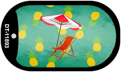 Chair and Umbrella Novelty Metal Dog Tag Necklace DT-11893