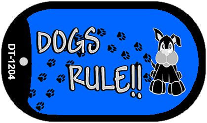 Dogs Rule Novelty Metal Dog Tag Necklace DT-1204