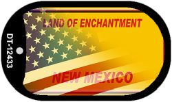 New Mexico with American Flag Novelty Metal Dog Tag Necklace DT-12433