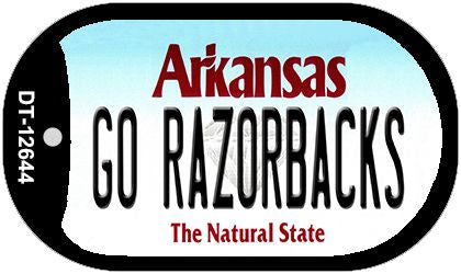 Go Razorbacks Novelty Metal Dog Tag Necklace DT-12644