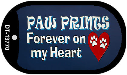 Paw Prints On My Heart Novelty Metal Dog Tag Necklace Tag DT-13770
