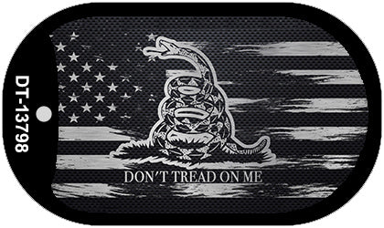 Dont Tread On Me Distressed Flag Novelty Metal Dog Tag Necklace