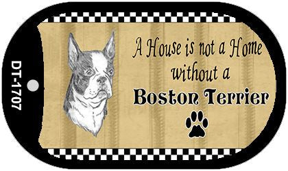Boston Terrier Pencil Sketch Novelty Metal Dog Tag Necklace DT-1707