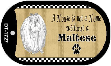 Maltese Pencil Sketch Novelty Metal Dog Tag Necklace DT-1727