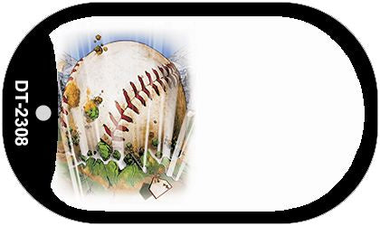 Baseball Offset Novelty Metal Dog Tag Necklace DT-2308