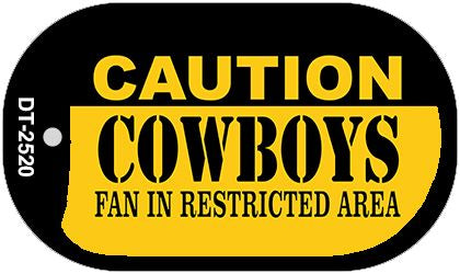 Caution Cowboys Fan Area Novelty Metal Dog Tag Necklace DT-2520