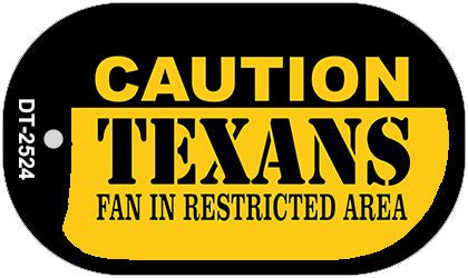 Caution Texans Fan Area Novelty Metal Dog Tag Necklace DT-2524
