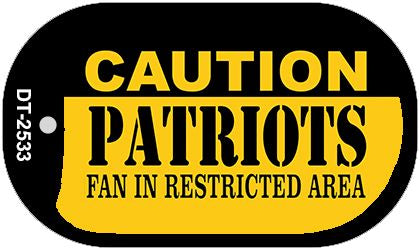 Caution Patriots Fan Area Novelty Metal Dog Tag Necklace DT-2533