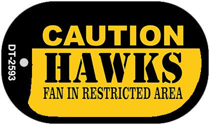Caution Hawks Fan Area Novelty Metal Dog Tag Necklace DT-2593