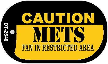 Caution Mets Fan Area Novelty Metal Dog Tag Necklace DT-2640