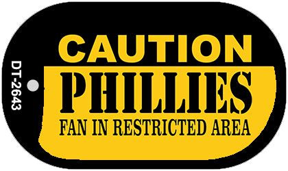 Caution Phillies Fan Area Novelty Metal Dog Tag Necklace DT-2643