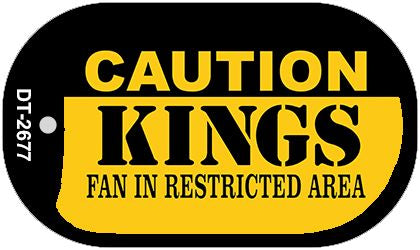 Caution Kings Fan Area Novelty Metal Dog Tag Necklace DT-2677