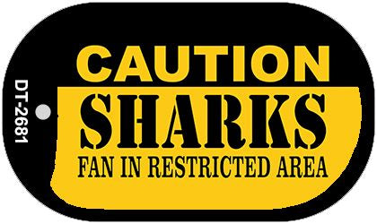 Caution Sharks Fan Area Novelty Metal Dog Tag Necklace DT-2681