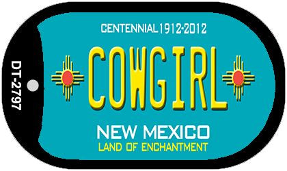 Cowgirl Teal New Mexico Novelty Metal Dog Tag Necklace DT-2797