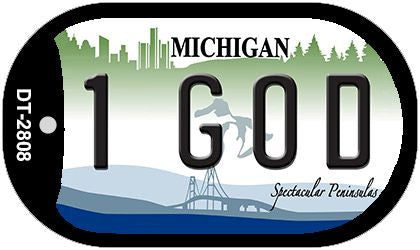 1 God Michigan Novelty Metal Dog Tag Necklace DT-2808