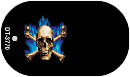 Skull Offset Novelty Metal Dog Tag Necklace DT-3770