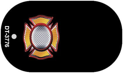 Fire Maltese Cross Offset Novelty Metal Dog Tag Necklace DT-3776