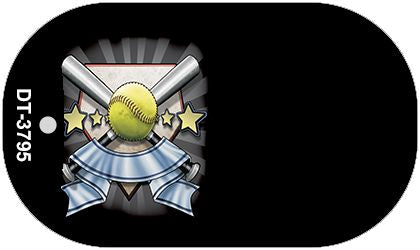 Softball Banner Offset Novelty Metal Dog Tag Necklace DT-3795