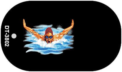 Male Swimmer Offset Novelty Metal Dog Tag Necklace DT-3802