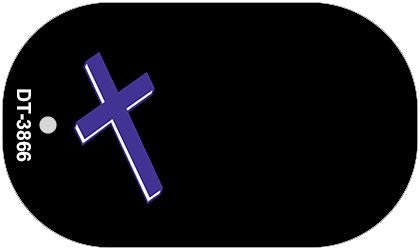 Cross Offset Novelty Metal Dog Tag Necklace DT-3866