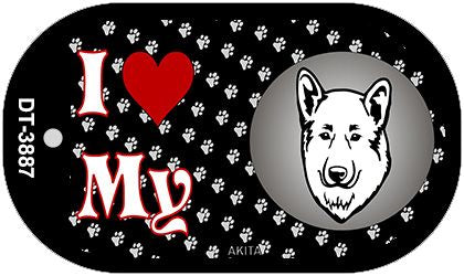 I Love My Akita Novelty Metal Dog Tag Necklace DT-3887