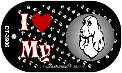 I Love My English Springer Spaniel Novelty Metal Dog Tag Necklace DT-3906