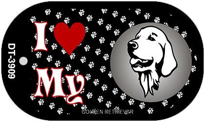 I Love My Golden Retriever Novelty Metal Dog Tag Necklace DT-3909