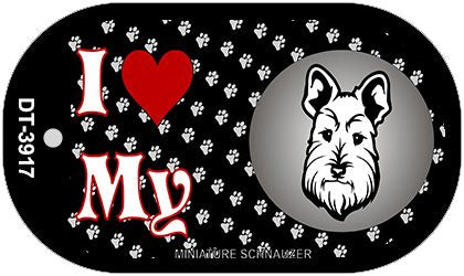I Love My Minature Schnauzer Novelty Metal Dog Tag Necklace DT-3917