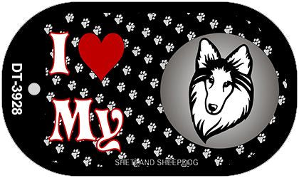 I Love My Shetland Sheepdog Novelty Metal Dog Tag Necklace DT-3928